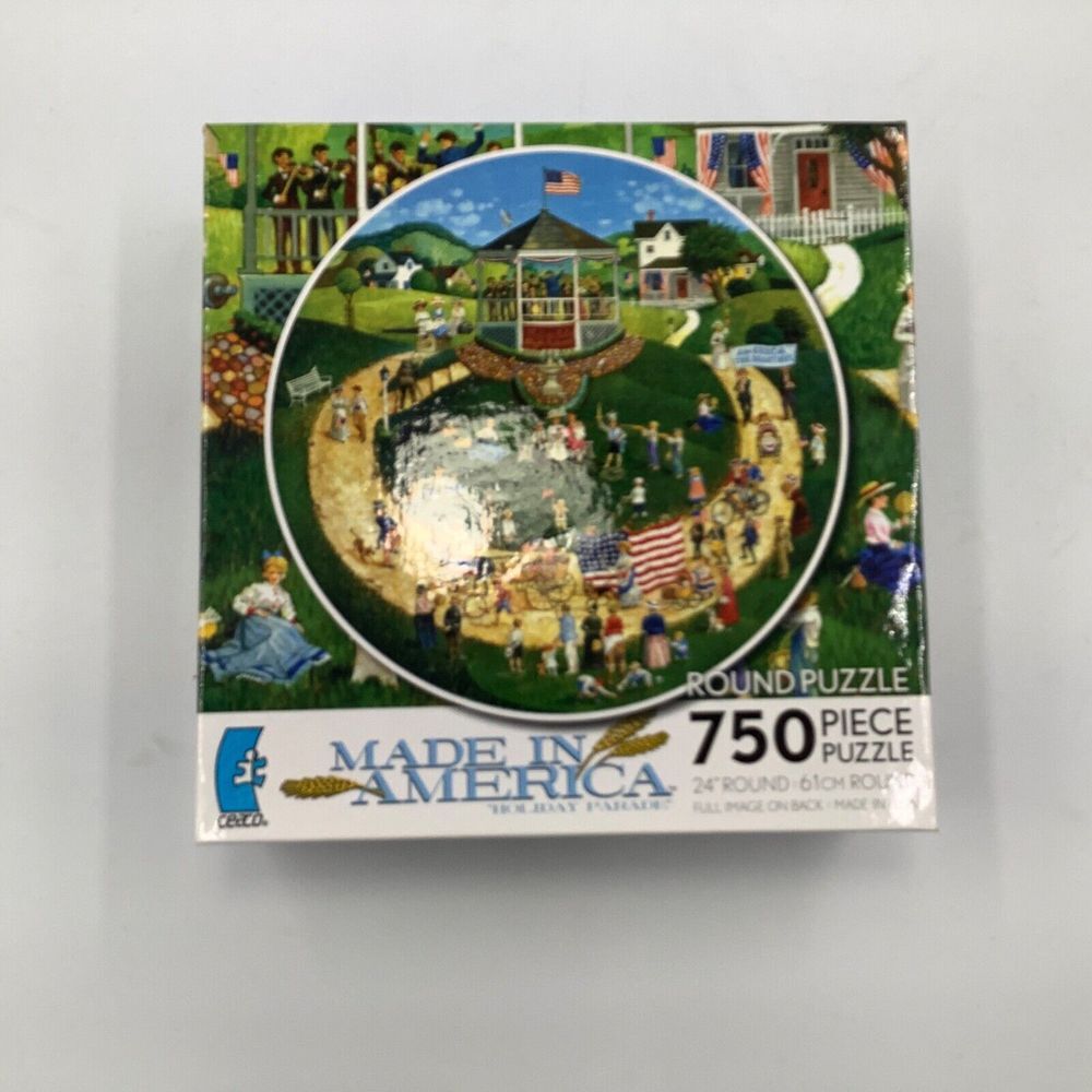 Ceaco Holiday Parade 4th of July Americana Jigsaw Puzzle Round 750 Piece used
